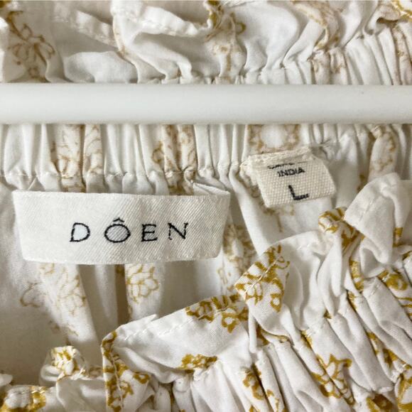 DOEN Shore Top Cream Sunflower Block Print L - Picture 5 of 9